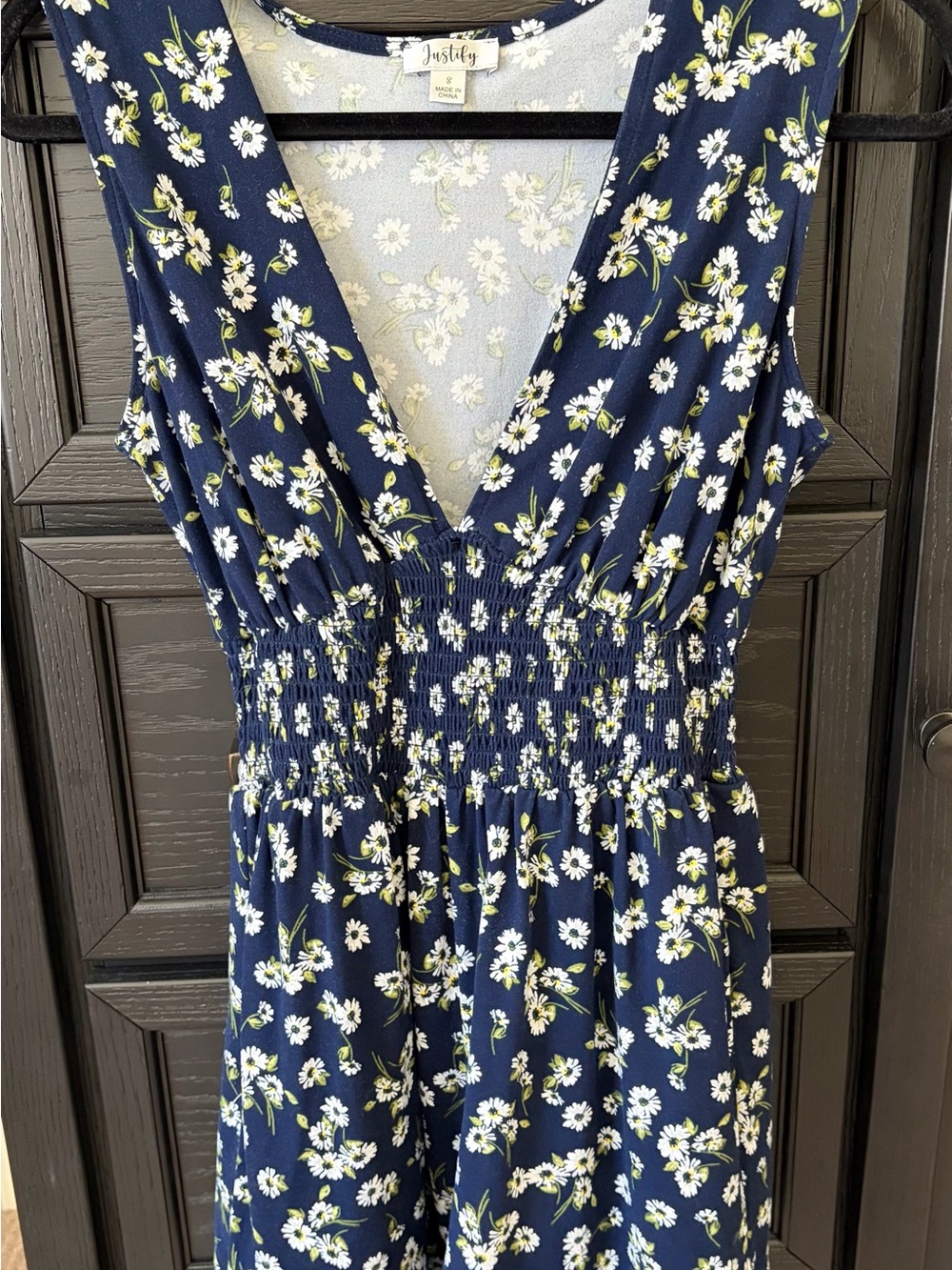 Justify Navy and White Floral V-Neck Romper